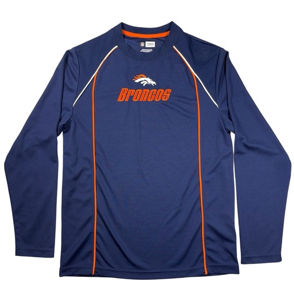 NFL Team Apparel Navy & Orange Denver Bronco Quick Dry Long Sleeve Shirt | Sz M - Picture 7 of 7